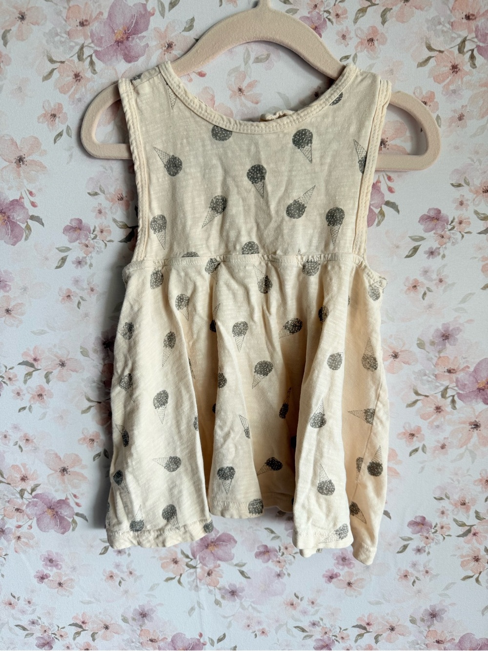 Rylee + Cru Cream Dress with Gray Ice Cream Print